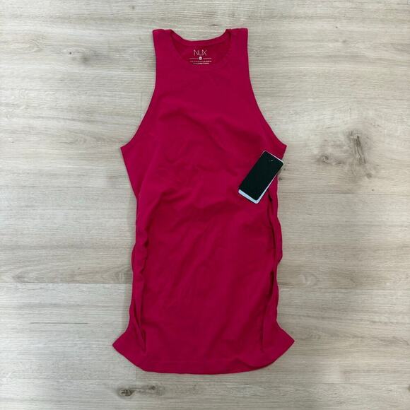 NWT NUX New Groove Tank Top High Neck Ruched Side Punch Pink Size M/L - Picture 1 of 5